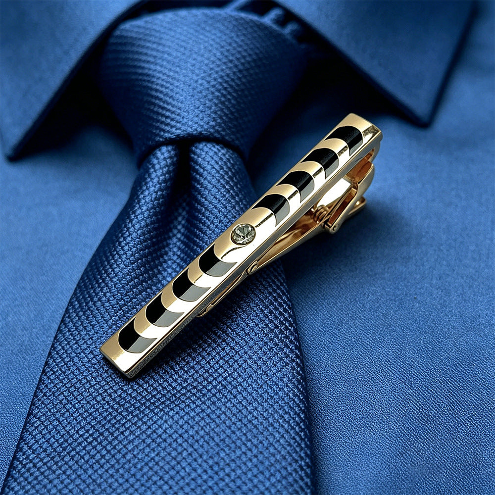 Gold Enamel Wave Pattern Tie Bar
