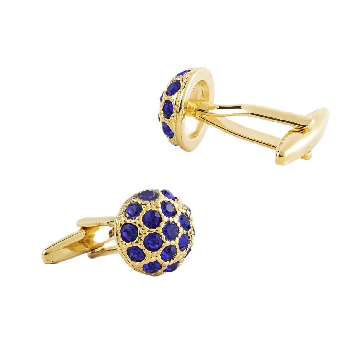 Men Round Colorful Crystal Dome Copper Cufflinks