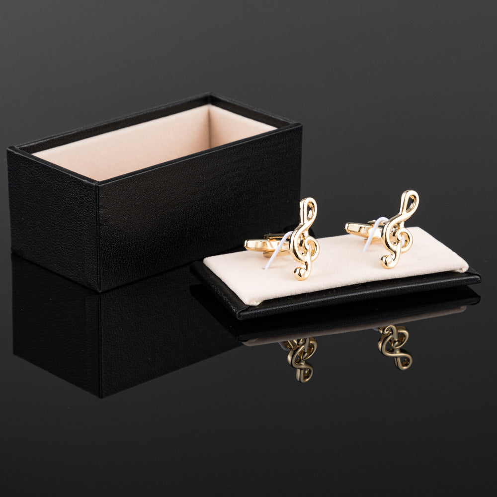 Men Gold Treble Clef Music Note Copper Cufflinks