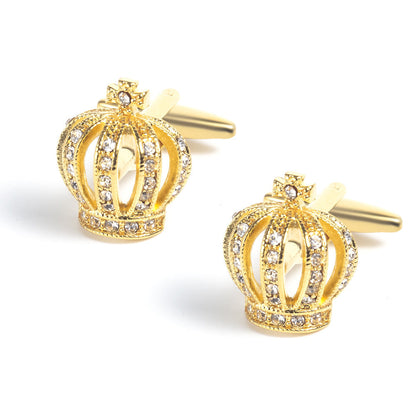 Gold Crown Shape Crystal Cufflinks