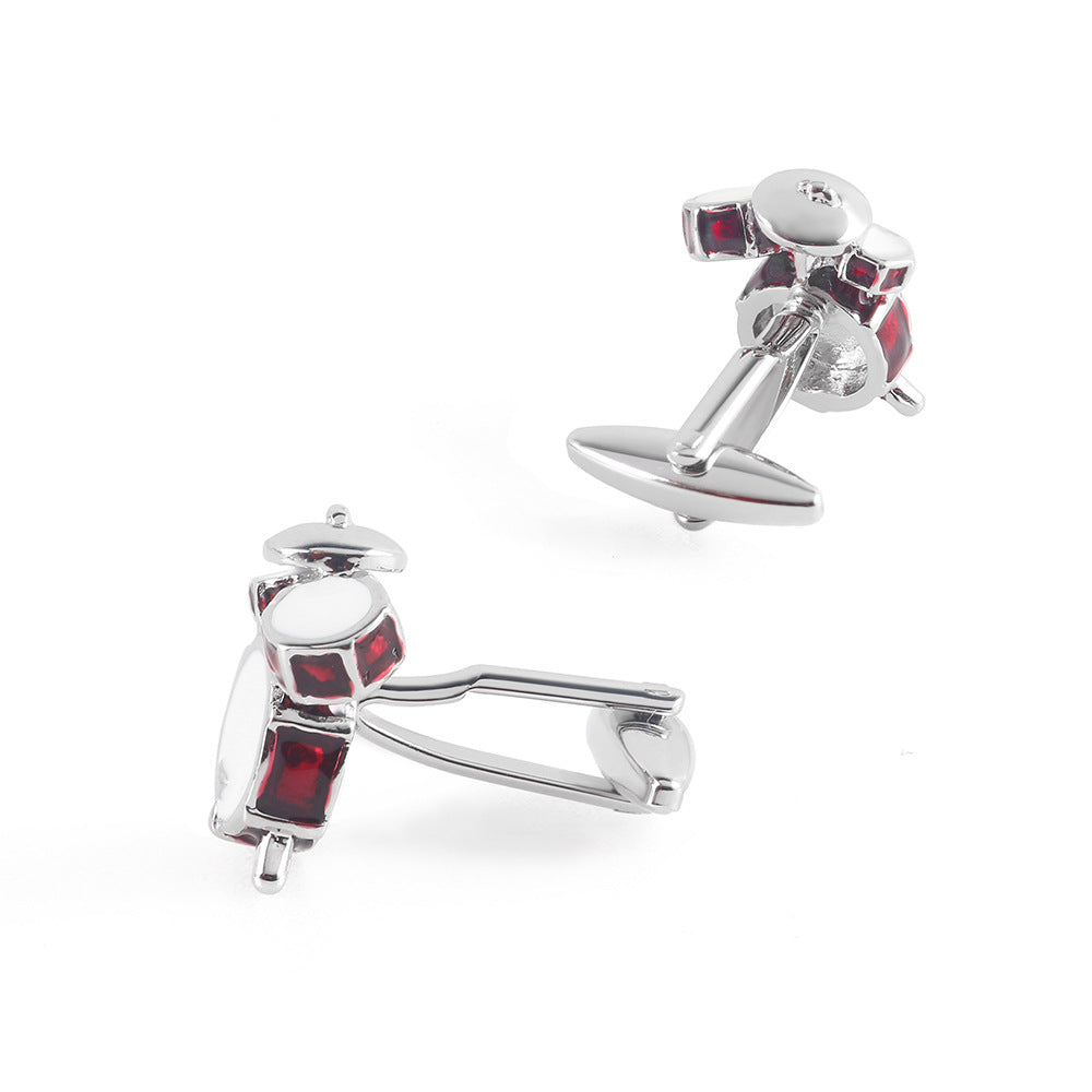 Men Silver Red Enamel Drum Kit Novelty Cufflinks