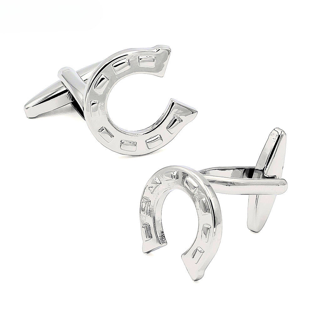 Silver Horseshoe Shape Novelty Cufflinks