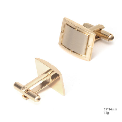 Gold Brushed Rectangular Cufflinks Tie Bar Set