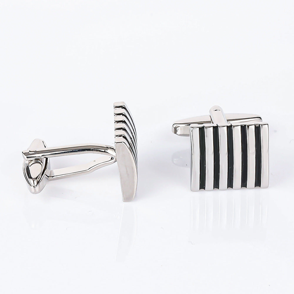 Men Stripe Rectangle Copper Cufflinks