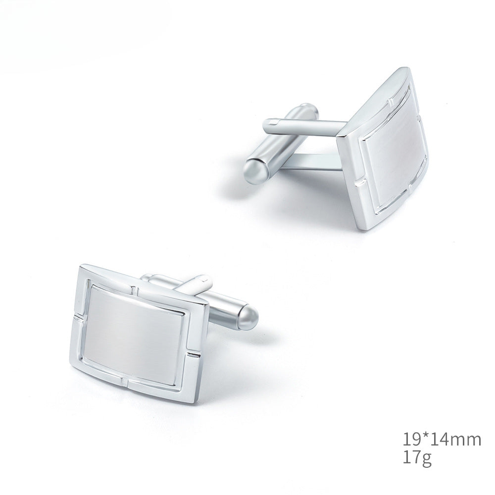 Silver Rectangular Cufflinks and Tie Clip Set