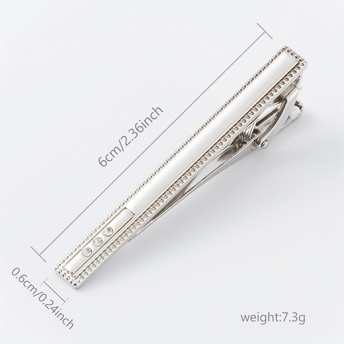 Beaded Border Crystal Cufflinks and Tie Bar Set