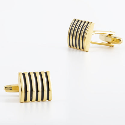 Men Stripe Rectangle Copper Cufflinks