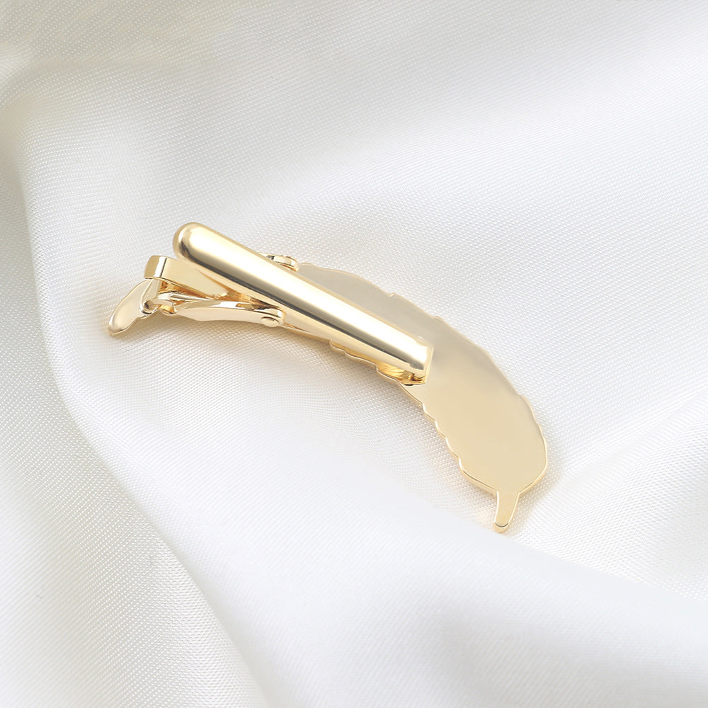Gold Feather Shape Metal Tie Bar