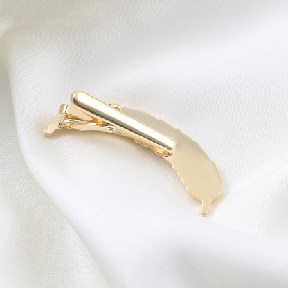 Gold Feather Shape Metal Tie Bar