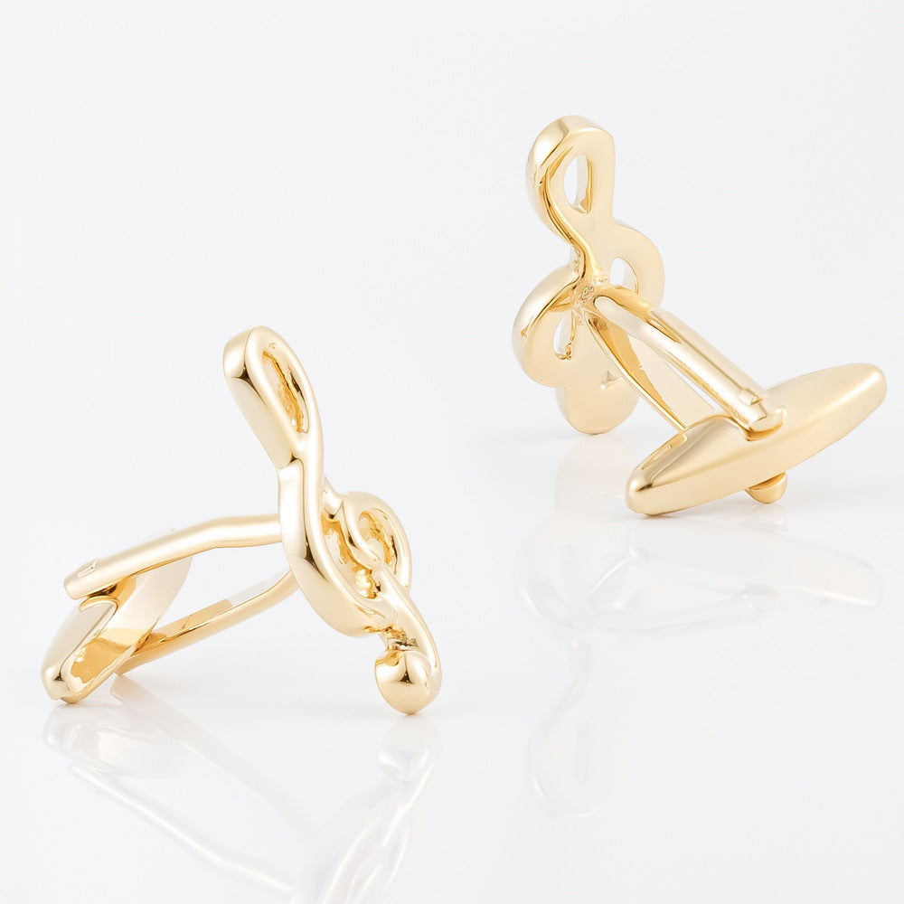 Men Gold Treble Clef Music Note Copper Cufflinks