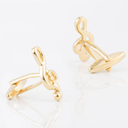 Men Gold Treble Clef Music Note Copper Cufflinks