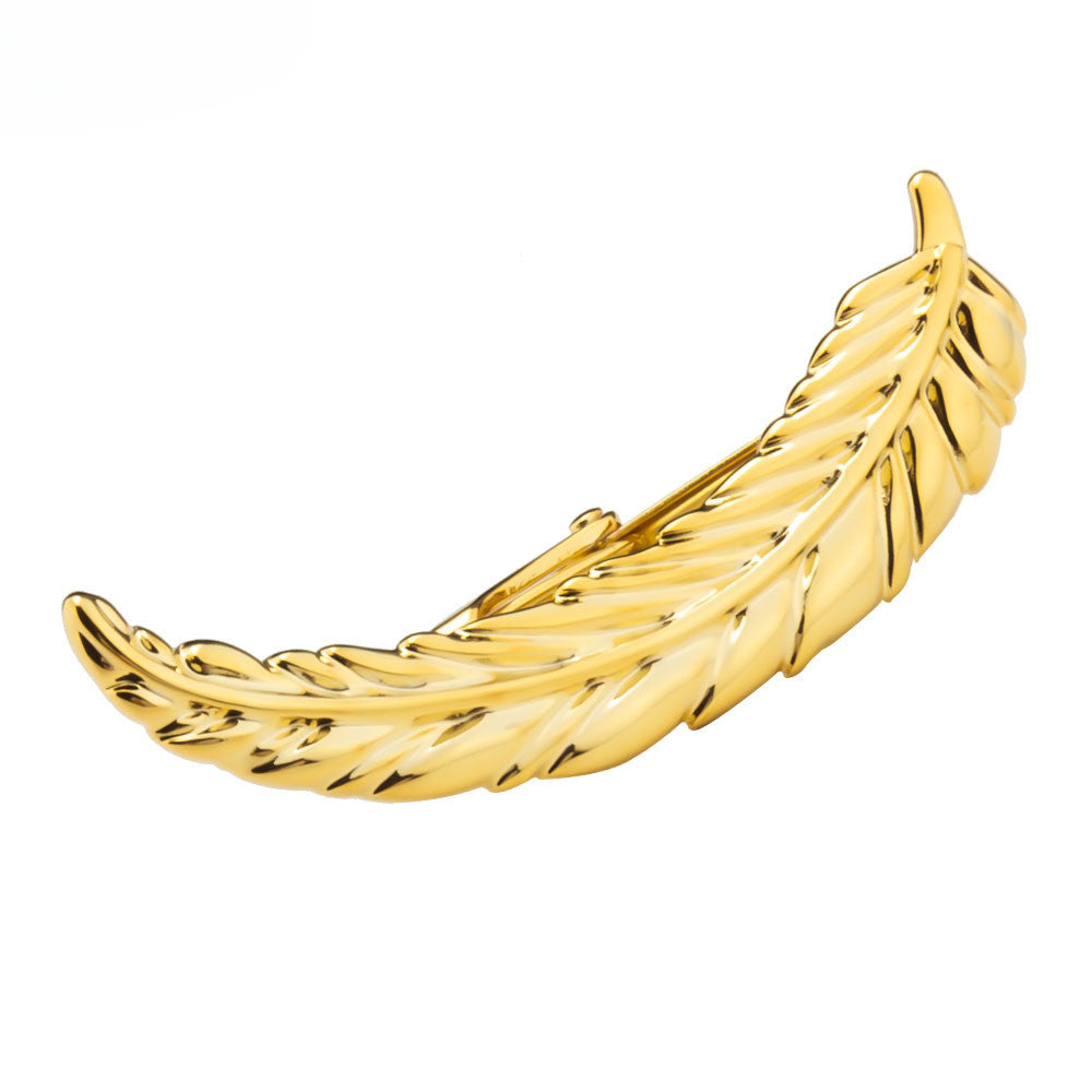 Gold Feather Shape Metal Tie Bar