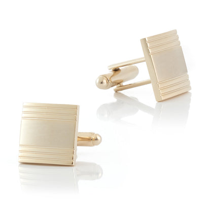 Men Gold Square Brushed Center Copper Cufflinks
