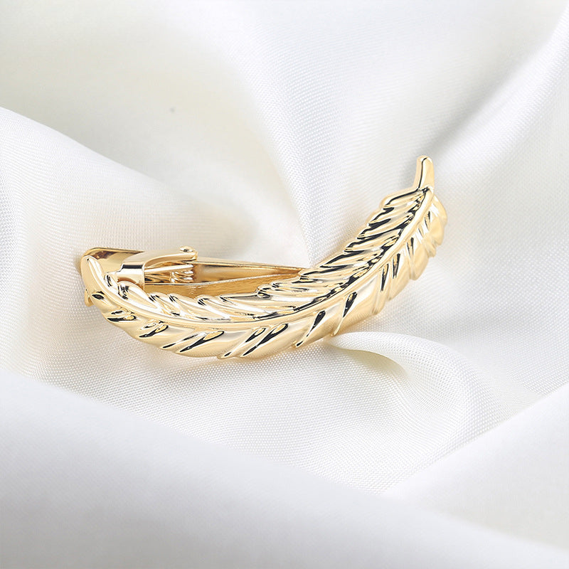 Gold Feather Shape Metal Tie Bar