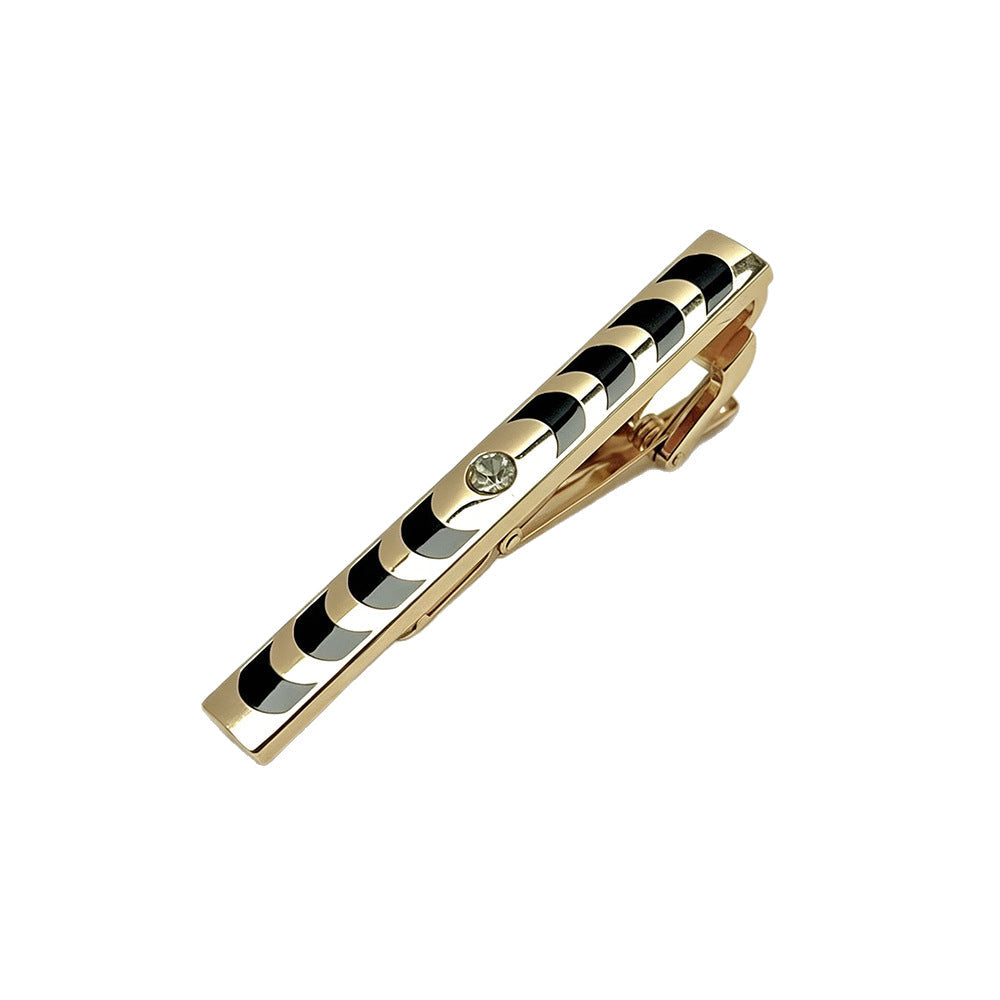 Gold Enamel Wave Pattern Tie Bar