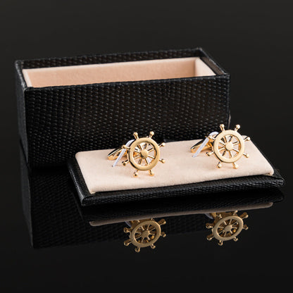 Men Gold Silver Ship Wheel Copper Cufflinks