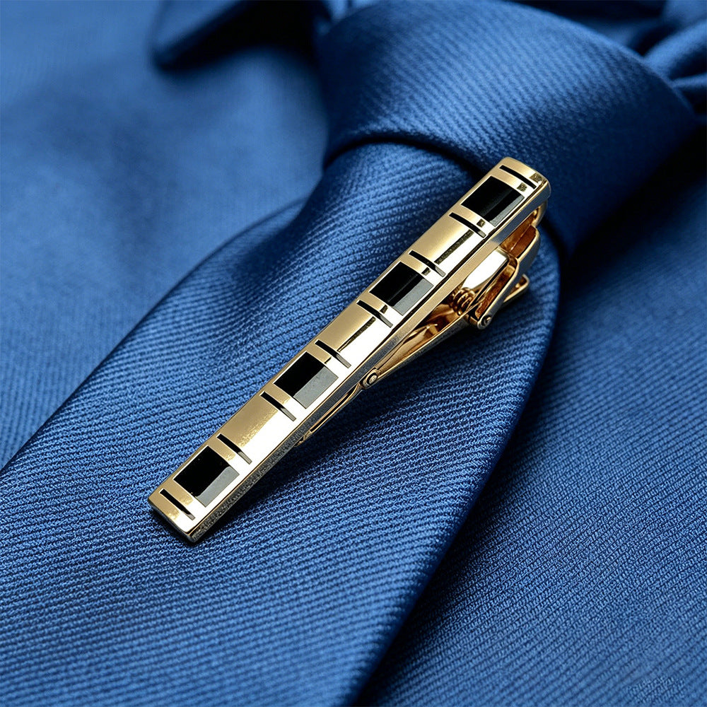 Gold Enamel Wave Pattern Tie Bar