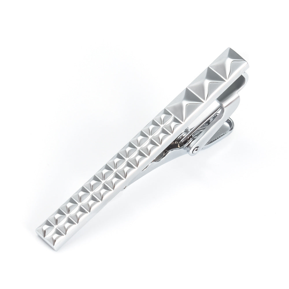 Gold Pyramid Stud Texture Cufflinks Tie Bar Set