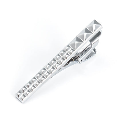 Gold Pyramid Stud Texture Cufflinks Tie Bar Set