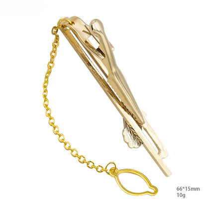 Gold Saxophone Shape Tie Bar with Chain