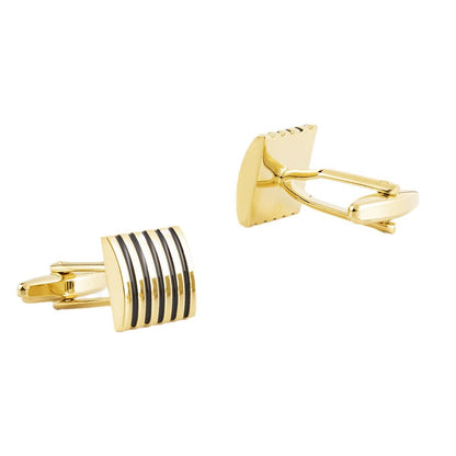Men Stripe Rectangle Copper Cufflinks
