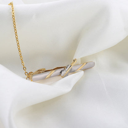 Gold Violin Shape Tie Bar with Chain