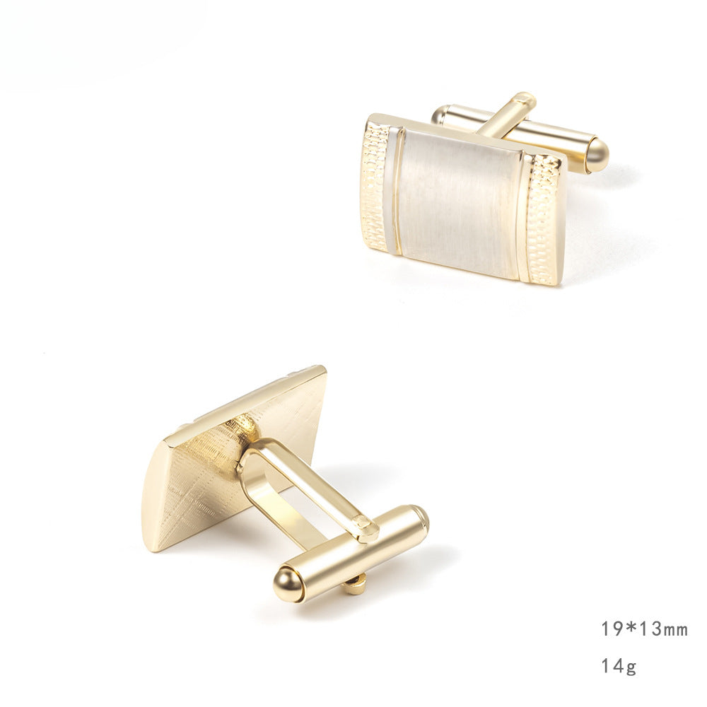 Brushed Stripe Rectangular Cufflinks and Tie Bar Set
