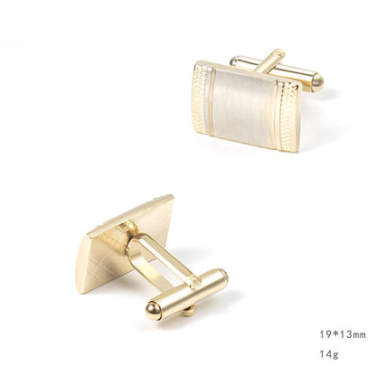 Brushed Stripe Rectangular Cufflinks and Tie Bar Set