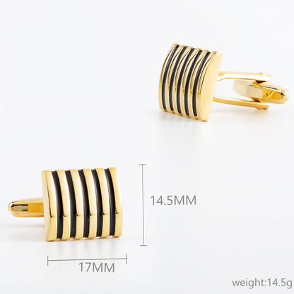 Men Stripe Rectangle Copper Cufflinks