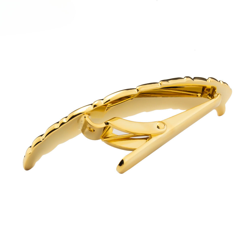 Gold Feather Shape Metal Tie Bar