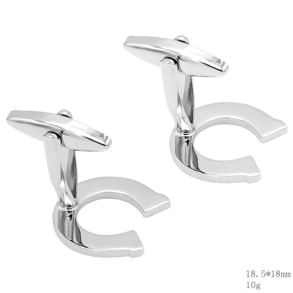 Silver Horseshoe Shape Novelty Cufflinks