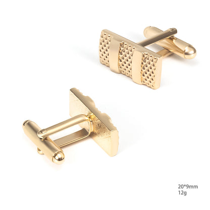 Gold Pyramid Stud Texture Cufflinks Tie Bar Set
