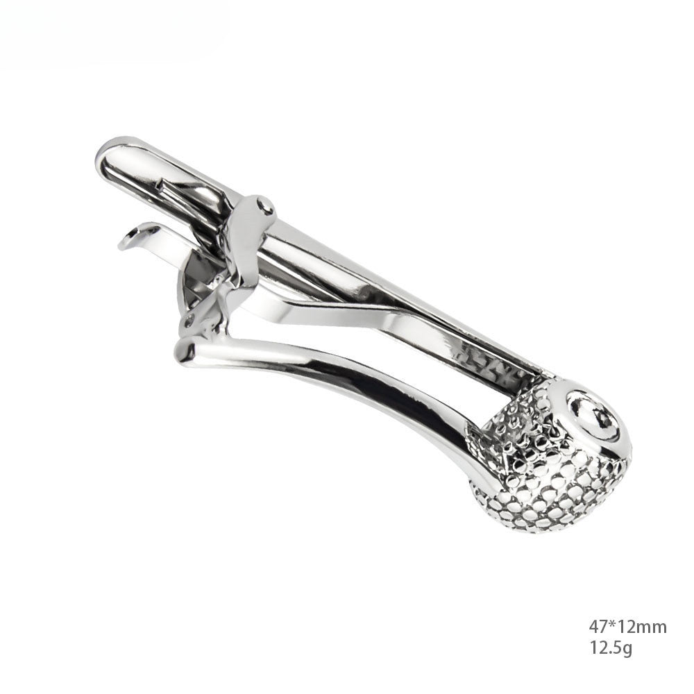 Silver Golf Club Shape Novelty Tie Bar