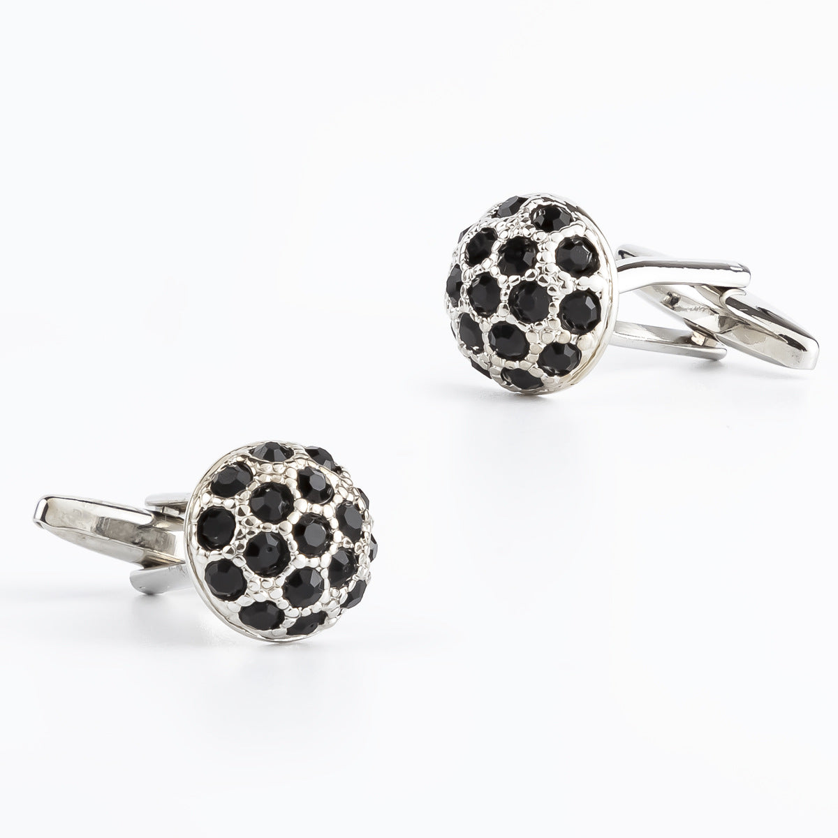 Men Round Colorful Crystal Dome Copper Cufflinks