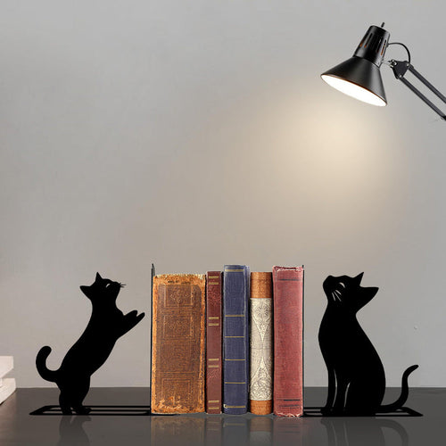 Creative Iron Black Cat Bookends  Desktop Decoration, Bookends, Office Storage Clips, Stationery