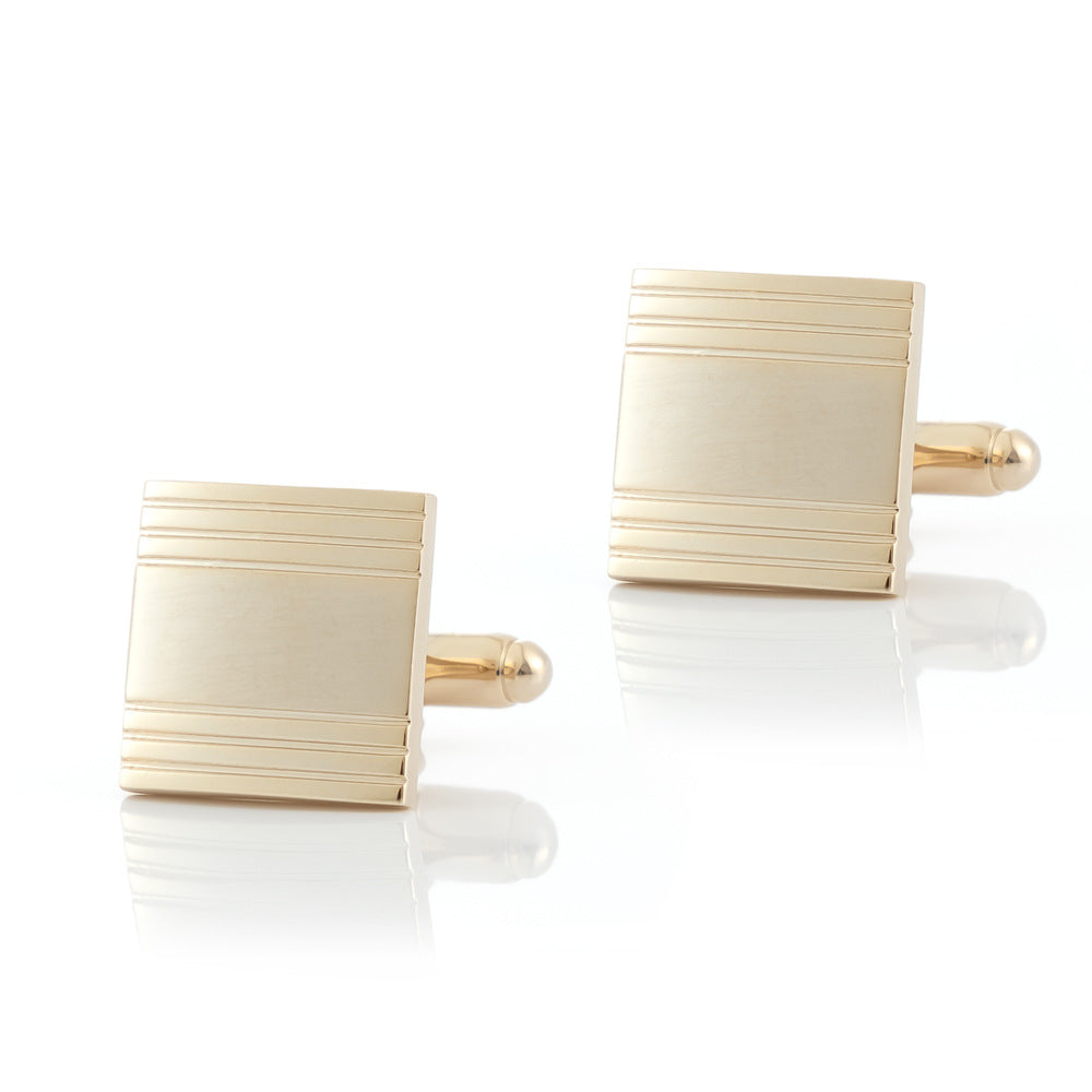 Men Gold Square Brushed Center Copper Cufflinks