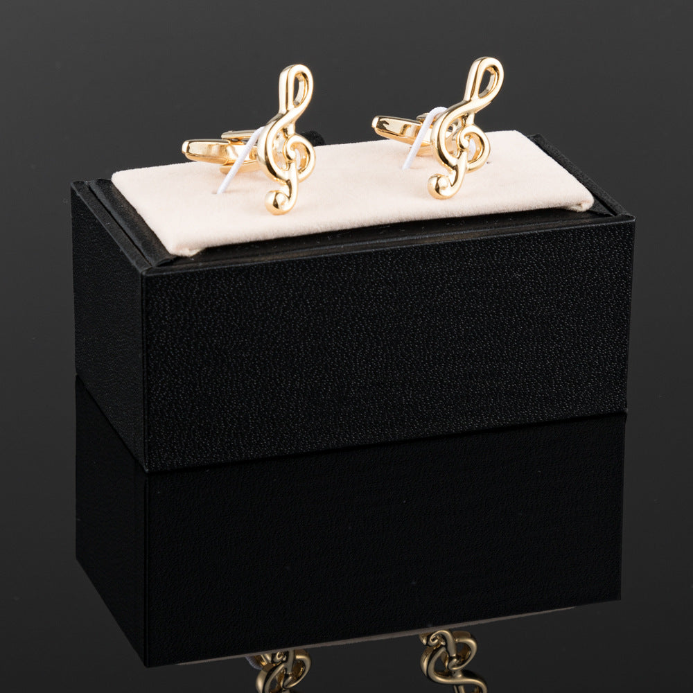 Men Gold Treble Clef Music Note Copper Cufflinks