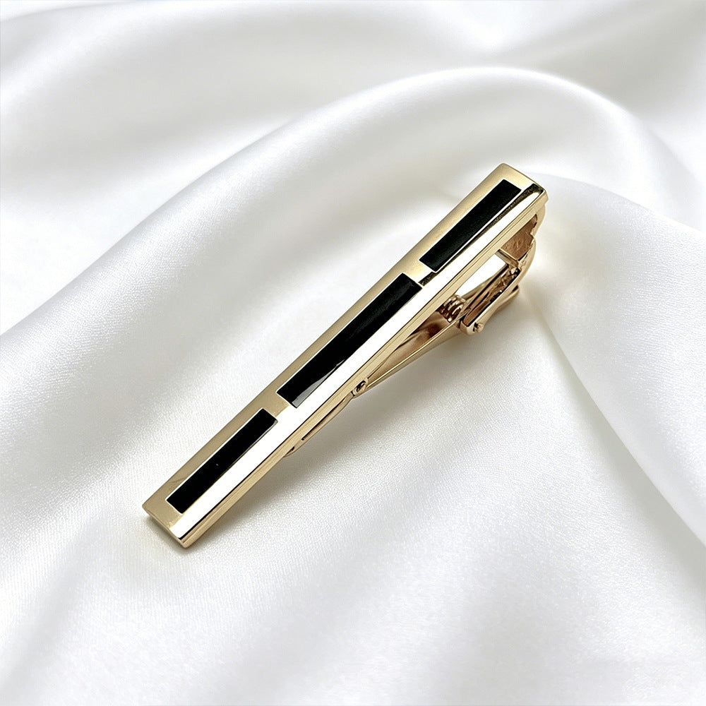 Gold Enamel Wave Pattern Tie Bar