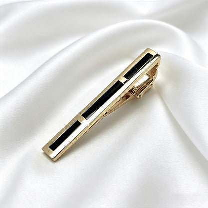 Gold Enamel Wave Pattern Tie Bar