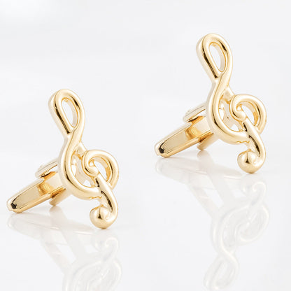 Men Gold Treble Clef Music Note Copper Cufflinks
