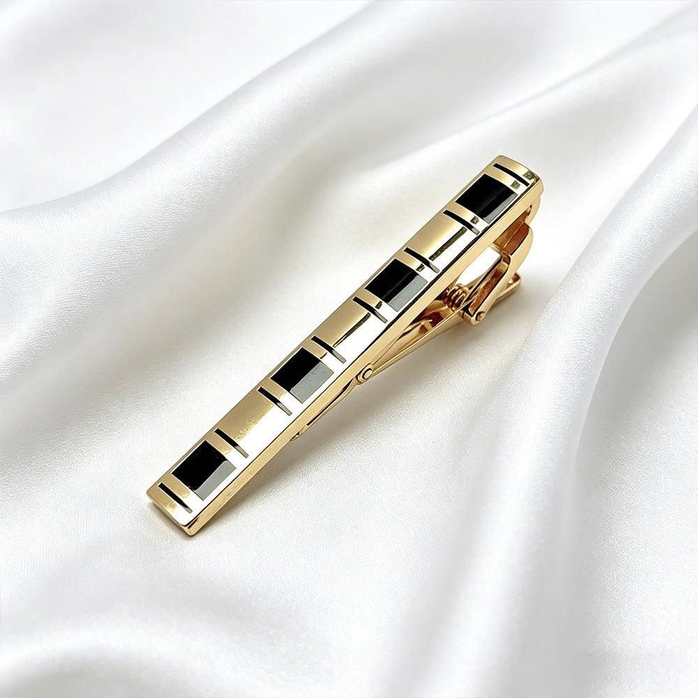 Gold Enamel Wave Pattern Tie Bar