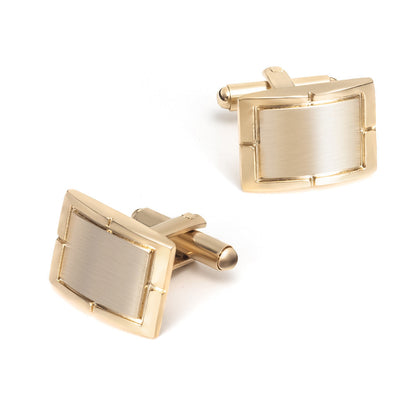 Gold Brushed Rectangular Cufflinks Tie Bar Set
