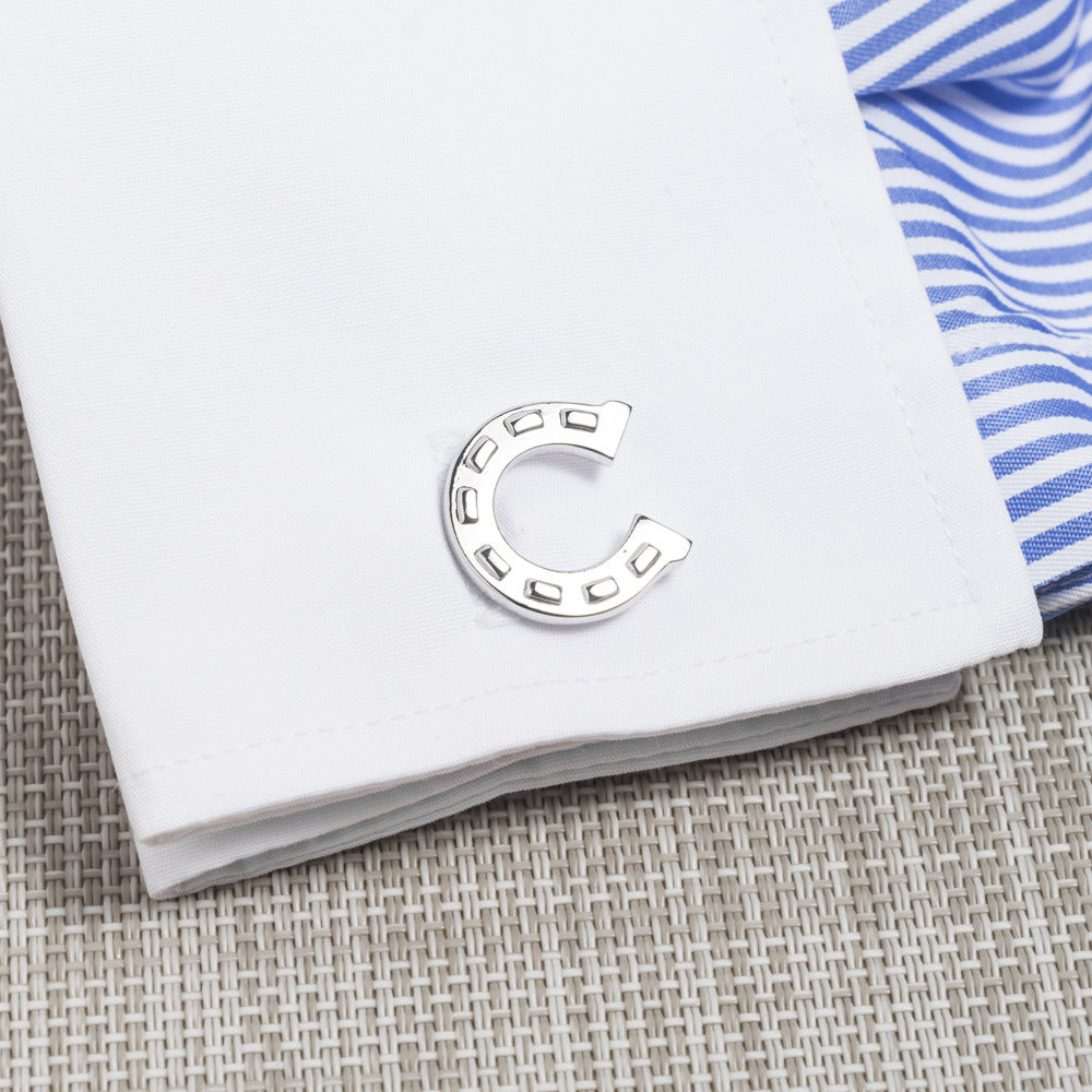 Silver Horseshoe Shape Novelty Cufflinks