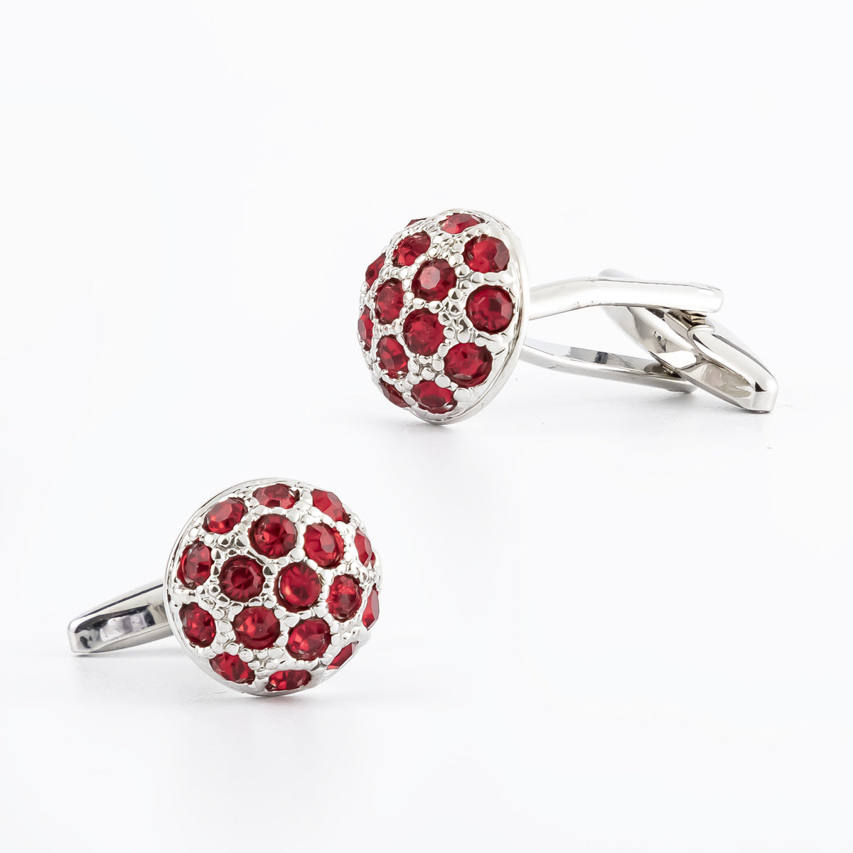 Men Round Colorful Crystal Dome Copper Cufflinks
