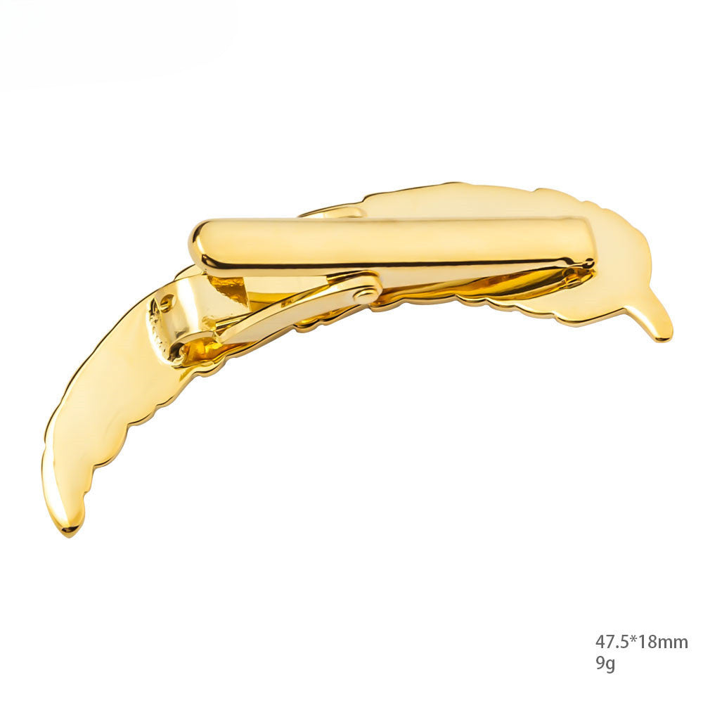 Gold Feather Shape Metal Tie Bar