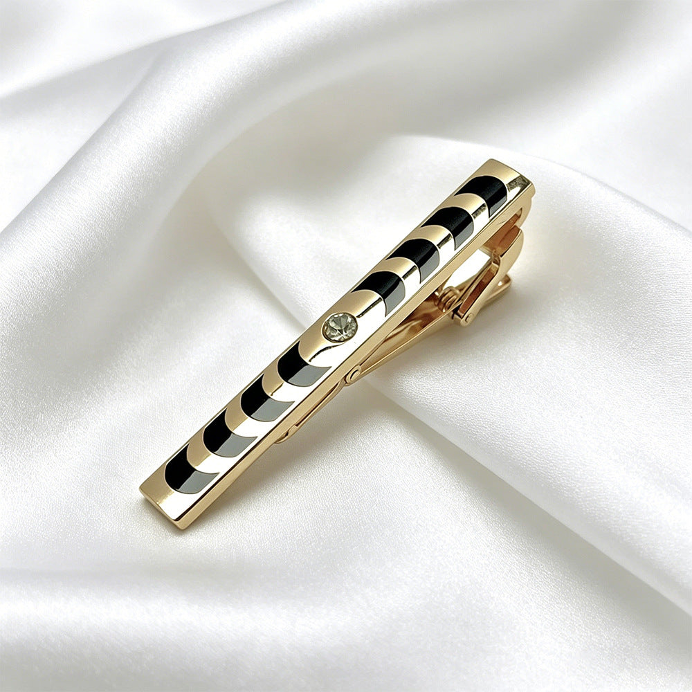 Gold Enamel Wave Pattern Tie Bar