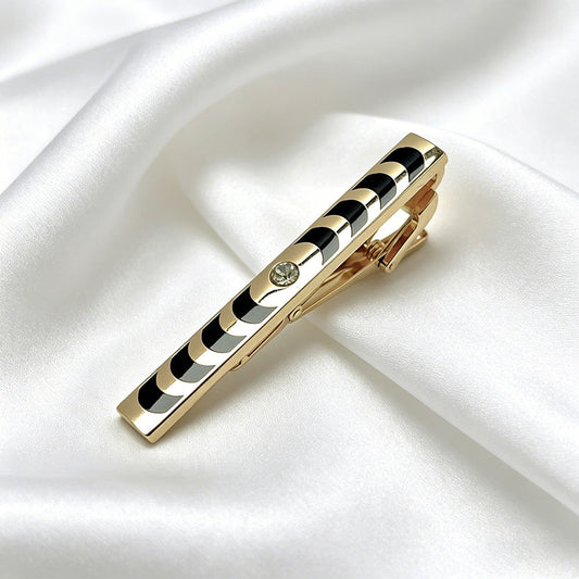 Gold Enamel Wave Pattern Tie Bar