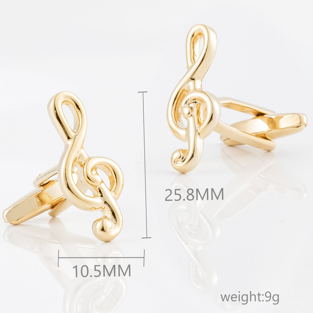 Men Gold Treble Clef Music Note Copper Cufflinks