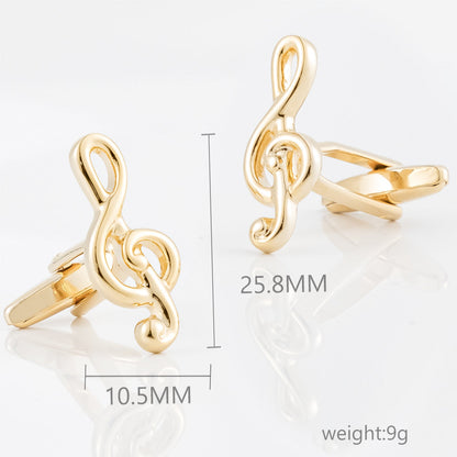 Men Gold Treble Clef Music Note Copper Cufflinks