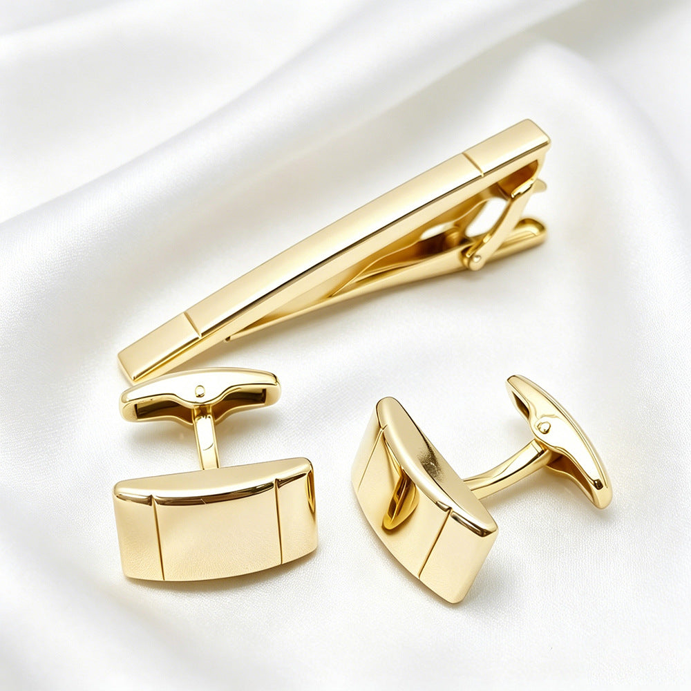 Plain Smooth Barrel Cufflinks and Tie Bar Set